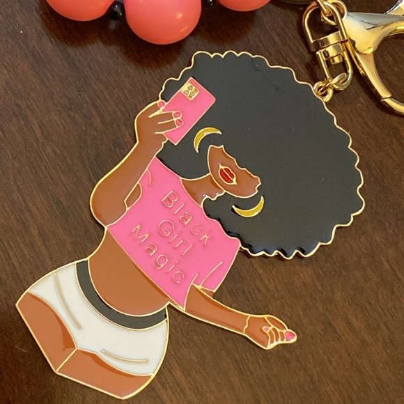 Black Girl Magic Beaded Keychain - Picture 6 of 6